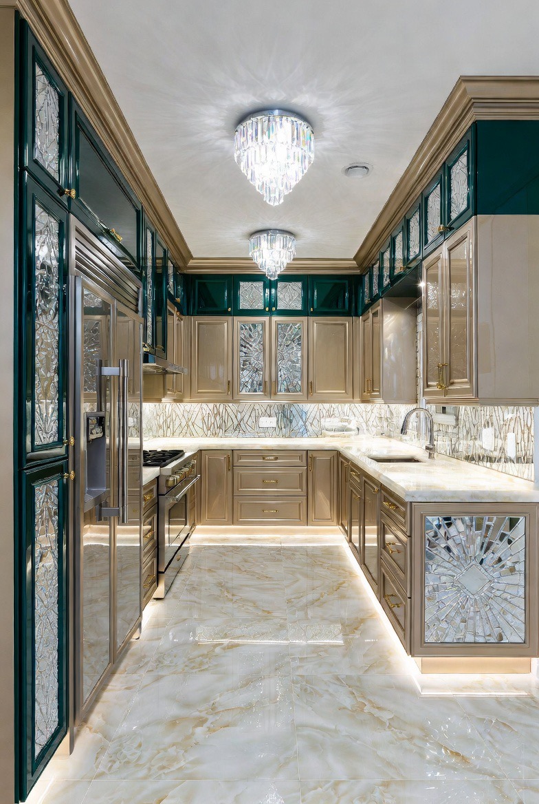 Ornate teal villa kitchen — South Delhi, Re:Room