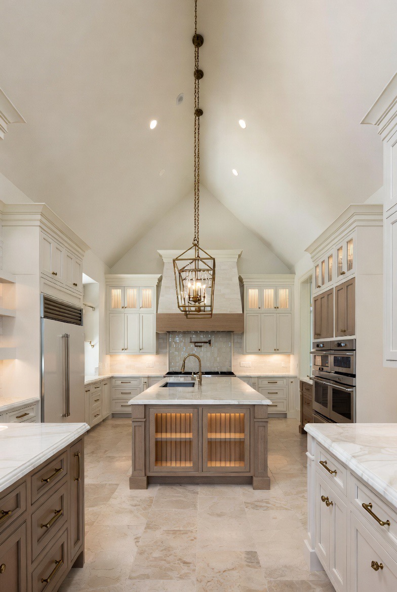 Cream traditional vaulted kitchen with brass lanterns — Re:Room